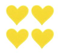 QUARKZMAN 4Pz Toppe Termoadesive a Forma di Cuore, Mini Toppe Adesive per Tessuti a Forma di Cuore per DIY Artigianato Zaini Borse Cappello Vestiti, 70mm Giallo