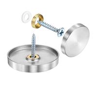 QUARKZMAN 4pz Viti a Specchio, Viti Specchio Acciaio Inossidabile 304 Viti da Specchio con Coperchio, Viti Fissaggio Specchio per Costruzione Hardware Pubblicitario, Dia 40mm, Argento