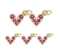 QUARKZMAN 5 Pcs Ciondoli A Cuore Rosa Rosa, Mini Ciondoli A Cuore In Zirconia Cubica All'ingrosso Per San Valentino In Rame Con Ring Di Collegamento Per Creazione Di Gioielli Fai Da