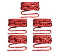 QUARKZMAN 5 Pcs Nastro Con Paillettes Piatte, 6mm 3.3 Yard Nastro Con Paillettes Rotondo A Spirale Per Cucito zioni DIY Costumi, Rosso