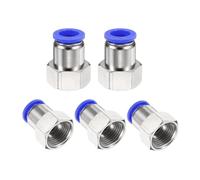 QUARKZMAN 5 raccordi push-to-connect da 12 mm, filettatura NPT da 1/2", femmina, dritta, raccordi per tubi pneumatici PCF12-N04, attacco rapido, colore: blu