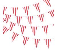 QUARKZMAN 5 Set Di 50M Bandiere A Pennone A Righe Rosse E Bianche 100PCS Bandierine A Triangolo Stendardo Per Decorazioni Party A Tema Compleanno Carnevale Circo