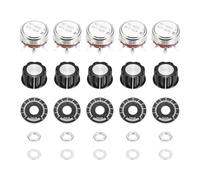 QUARKZMAN 5 Set WTH118 220K Potenziometro Kit, Potenziometri Variabili A Carbonio Monogiro Rotativi Con Manopole Dadi Rondelle Quadranti Per Elettronica Fai Da Te E Apparecchi Audio