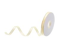QUARKZMAN 50 Iarde 0,4" Raso Nastro Crema Oro Bordi Doppio Facciato Nastro Arrotolato Fiocco Decorazione per Artigianato Regalo Confezione Matrimonio Fai-da-te Realizzato manualmente