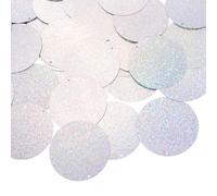 QUARKZMAN 50 Pcs Paillett Piatte Tonde 50mm/2 Pollici Paillett Sciolte Per Cucito Con Foro Singolo Per Ricamo Fai Da Te Abbigliamento Creazione Gioielli, Laser Argento