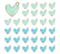 QUARKZMAN 50 Pcs Smalto Lega Cuore Charm, Pendant Cuore Amore Gioielli Fai Da Te Charm Per Collane Bracciali Orecchini Portachiavi, Celeste/Blu