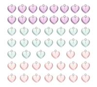 QUARKZMAN 50 Pezzi Charm A Cuore In Resina, Pendenti A Cuore Color Caramella Trasparenti Per DIY Gioielli Bracciali Collane Orecchini, Rosa Chiaro/Blu Chiaro/Viola