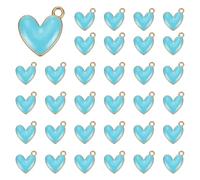 QUARKZMAN 50 Pezzi Charm A Forma Di Cuore In Lega Smaltata, Pendenti A Cuore Per Gioielli Fai Da Te Per Collane Bracciali Orecchini Portachiavi, Blu