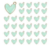 QUARKZMAN 50 Pezzi Charm In Lega A Forma Di Cuore Smaltato, Pendenti A Cuore Per Creazione Gioielli Fai Da Te Per Collane Bracciali Orecchini Portachiavi, Azzurro Cielo
