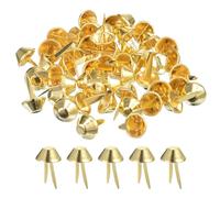 QUARKZMAN 50 pezzi di Spuntoni per Piedini della Borsa, 12mm Coni per Borsa Punte Piatte in Metallo Rivetti Chiodi Artiglio per Borsa Fondo Stud per Borsetta Abbigliamento Fai-da-Te, Oro
