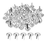 QUARKZMAN 50 pezzi Piedini per Borsa Stud Spike, Chiodi per Borsa Rotondi da 15mm Spike Prong Studs Stud per Borsa per Borsa Abbigliamento Fai-da-Te in Pelle, Argento