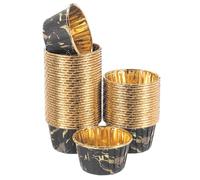 QUARKZMAN 50 Pezzi Stampi per Cupcake Nero Giallo Rotondo-Motivo | in Alluminio Lato Singolo, Antiaderenti, per frittella e Dolci da Forno, per Decorazioni di Matrimoni e Compleanni