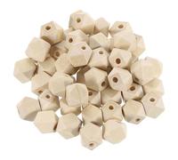 QUARKZMAN 50 Pz Perline in Legno Geometriche, Perline Esagonali Geometriche Non Finite da 12mm/0.47 Pollici, Perline Spaziatrici Sciolte di Colore Naturale per la Creazione e Decorazioni