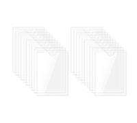 QUARKZMAN 50 Pz Tasche Autoadesive per Carte Indice con Apertura Superiore per Caricamento, 10 x 7 cm Custodia per Etichette Carte Indice Trasparenti in PVC per Conservazione Carte