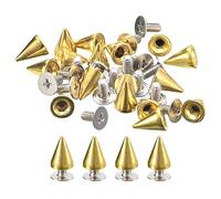 QUARKZMAN 50 Set Borchie Perni Cono, 7x10mm Borchie e Spuntoni Metallo Vite Indietro Rivetto per Abbigliamento Cinghie Borse Scarpe Fai-da-Te Pelletteria, Oro Tono