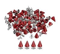QUARKZMAN 50 Set Cono Punte Borchie, 7x10mm Borchie e Punta Metallo Vite Retro Rivetto per Abbigliamento Cinture Borse Scarpe Fai-da-Te Pelletteria, Rosso