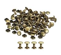 QUARKZMAN 50 Set Pelle Rivetti, 8mm Doppio Cappuccio Rivetti 10mm Altezza Metallo Borchie Rivetto per Pelle Artigianato Riparazione Fai-da-Te Borsetta Cinture Borse Scarpe, Bronzo Tono