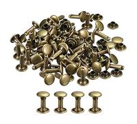 QUARKZMAN 50 Set Pelle Rivetti, 8mm Doppio Cappuccio Rivetti 12mm Altezza Metallo Borchie Rivetto per Pelle Artigianato Riparazione Fai-da-Te Borsetta Cinture Borse Scarpe, Bronzo Tono