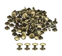 QUARKZMAN 50 Set Pelle Rivetti, 8mm Doppio Cappuccio Rivetti 8mm Altezza Metallo Borchie Rivetto per Pelle Artigianato Riparazione Fai-da-Te Borsetta Cinture Borse Scarpe, Bronzo Tono