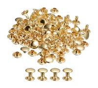 QUARKZMAN 50 Set Pelle Rivetti, 8mm Doppio Cappuccio Rivetti 8mm Altezza Metallo Borchie Rivetto per Pelle Artigianato Riparazione Fai-da-Te Borsetta Cinture Borse Scarpe, Oro Tono