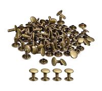 QUARKZMAN 50 Set Pelle Rivetti, 9mm Doppio Cappuccio Rivetti 10mm Altezza Metallo Borchie Rivetto per Pelle Artigianato Riparazione Fai-da-Te Borsetta Cinture Borse Scarpe, Bronzo Tono