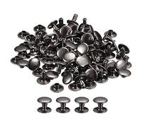 QUARKZMAN 50 Set Pelle Rivetti, 9mm Doppio Cappuccio Rivetti 8mm Altezza Metallo Borchie Rivetto per Pelle Artigianato Riparazione Fai-da-Te Borsetta Cinture Borse Scarpe, Gun-black