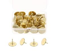 QUARKZMAN 50Pcs Borchie Per Tappezzeria, Testa Piatta 3/4" x 9/16" Borchie Decorative Per Mobili In Legno E Pareti, Colore Oro