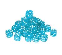 QUARKZMAN 50Pcs Dadi Acrilici A 6 Facce 16mm/0.63" Con Angoli Arrotondati Dadi D6 Colorati Traslucidi Per Giochi Da Tavolo A Tema Feste Divertimento Blu Chiaro