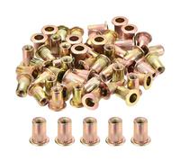 QUARKZMAN 50Pcs Dado A Testa Piatta Per Rivetto, #6-32 Inserti Filettati In Acciaio Al Carbonio Corpo Zigrinato Finitura Zincata