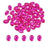 QUARKZMAN 50Pcs Oval Pointed Back Rhinestone, 10 x 14 mm Oval Faceted Glass Rhinestone Gems Pointed Back Faceted Glass Beads for Jewelry Making DIY Crafts Shoes Crystal, Rose Red