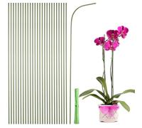 QUARKZMAN 50pcs Picchetti Di Sostegno Per Piante Verdi 15.7" Picchetti Da Giardino Pieghevoli In Plastica Per Piante Con Supporto A Stelo Singolo E Legature Per In Vaso Fiori Verde.