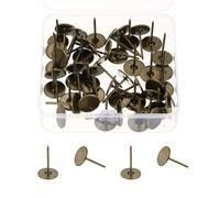 QUARKZMAN 50Pcs Puntine Da Tappezzeria, 5/8" x 1" Testa Piatta Puntine Decorative Per Mobili Pareti Legno, Bronzo
