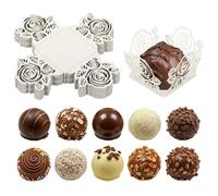 QUARKZMAN 50Pcs Truffle Wrapper Cupcake Liners, Rose Hollow Small Truffle Baking Cups Chocolate Paper Candy Cups for Birthday Wedding Christmas Party Decor Bridal, White.
