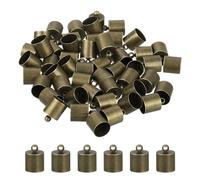 QUARKZMAN 50pz Cappucci Terminali in Pelle, 10mm OD Colonna Barile per Realizzare Braccialetti in Pelle Nappina, Tono Bronzo