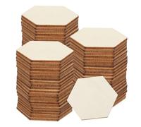 QUARKZMAN 50pz Esagono in Legno Non Finito 1" x 1,1" x 0,08" Fette di Legno Vuote Tagliate per Artigianato Fai Da Te Pittura Sottobicchieri Decorazione Casa