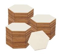 QUARKZMAN 50pz Esagono in Legno Non Finito 3" x 0,1" Fette di Legno Vuote Tagliate per Artigianato Fai Da Te Pittura Sottobicchieri Decorazione Casa