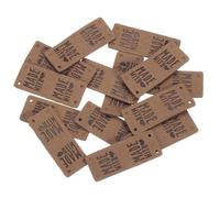 QUARKZMAN 50pz Etichetta in Pelle Pu, Etichetta in Rilievo da Cucire Abbellimento Maglia Accessori Fai da Te per Jeans Borse Scarpe Cappello (Marrone Chiaro)