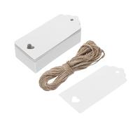 QUARKZMAN 50Pz Etichette Regalo Etichette Regalo Bianche, Rettangolari con Foro a Forma di Cuore con 10 Metri di Spago di Juta per Incartare Regale Natale