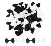 QUARKZMAN 50Pz Fiocchetti Bianco e Nero 1.5" x 1" Mini Fiocco di Nastro Raso Multicolori Piccoli per Cucito DIY Scrapbooking Regalo Presente Decorazione Casa Natalizi