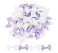QUARKZMAN 50Pz Fiocchetti Bianco e Viola 1.5" x 1" Mini Fiocco di Nastro Raso Multicolori Piccoli per Cucito DIY Scrapbooking Regalo Presente Decorazione Casa Natalizi
