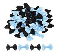 QUARKZMAN 50Pz Fiocchetti Blu e Nero 1.5" x 1" Mini Fiocco di Nastro Raso Multicolori Piccoli per Cucito DIY Scrapbooking Regalo Presente Decorazione Casa Natalizi