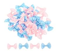 QUARKZMAN 50Pz Fiocchetti Blu e Rosa Acceso 1.5" x 1" Mini Fiocco di Nastro Raso Multicolori Piccoli per Cucito DIY Scrapbooking Regalo Presente Decorazione Casa Natalizi