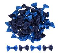 QUARKZMAN 50Pz Fiocchetti Blu Scuro e Blu Brillante 1.5" x 1" Mini Fiocco di Nastro Raso Multicolori Piccoli per Cucito DIY Scrapbooking Regalo Presente Decorazione Casa Natalizi