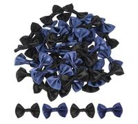 QUARKZMAN 50Pz Fiocchetti Blu Scuro e Nero 1.5" x 1" Mini Fiocco di Nastro Raso Multicolori Piccoli per Cucito DIY Scrapbooking Regalo Presente Decorazione Casa Natalizi