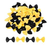 QUARKZMAN 50Pz Fiocchetti Giallo Brillante e Nero 1.5" x 1" Mini Fiocco di Nastro Raso Multicolori Piccoli per Cucito DIY Scrapbooking Regalo Presente Decorazione Casa Natalizi
