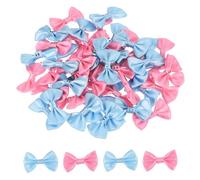 QUARKZMAN 50Pz Fiocchetti Rosa Chiaro Rosso e Blu 1.5" x 1" Mini Fiocco di Nastro Raso Multicolori Piccoli per Cucito DIY Scrapbooking Regalo Presente Decorazione Casa Natalizi
