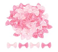 QUARKZMAN 50Pz Fiocchetti Rosa Chiaro Rosso e Rosa Shocking 1.5" x 1" Mini Fiocco di Nastro Raso Multicolori Piccoli per Cucito DIY Scrapbooking Regalo Presente Decorazione Casa Natalizi