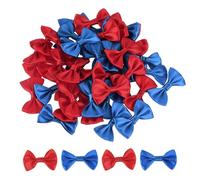 QUARKZMAN 50Pz Fiocchetti Rosso e Blu Brillante 1.5" x 1" Mini Fiocco di Nastro Raso Multicolori Piccoli per Cucito DIY Scrapbooking Regalo Presente Decorazione Casa Natalizi
