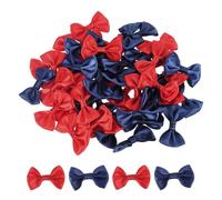 QUARKZMAN 50Pz Fiocchetti Rosso e Blu Scuro 1.5" x 1" Mini Fiocco di Nastro Raso Multicolori Piccoli per Cucito DIY Scrapbooking Regalo Presente Decorazione Casa Natalizi