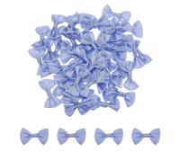 QUARKZMAN 50pz Fiocchi Blu Chiaro 1.5" x 1" Mini Fiocco in Raso per Creazioni Artigianali, Fiocco in Raso per Cucito Fai da Te, Scrapbooking, Regalo di Nozze, Decorazione Casa
